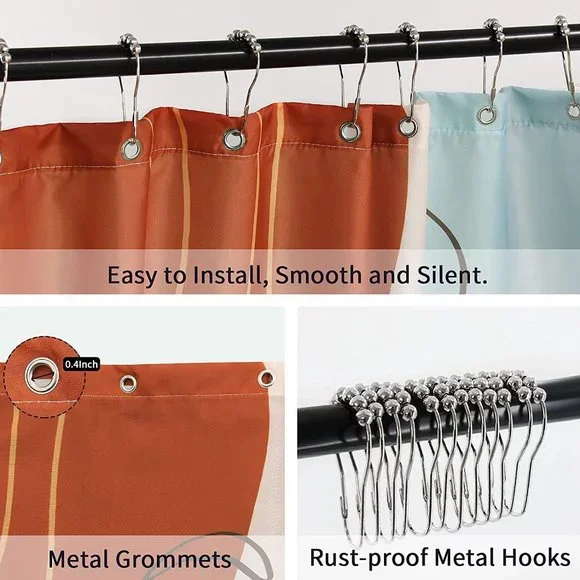 GIBELLE Abstract Shower Curtain Set with Hooks 72x72"  🚿🚿 NEW!!! - Picture 3 of 8